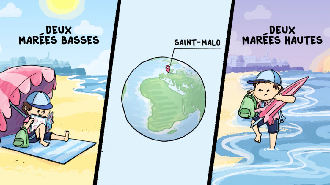 Marée haute ou marée basse : tu as sûrement déjà remarqué que l’océan monte et descend de plusieurs mètres. Avec Curio, Noura va t’expliquer les forces qui provoquent ce mouvement de va-et-vient de la mer.